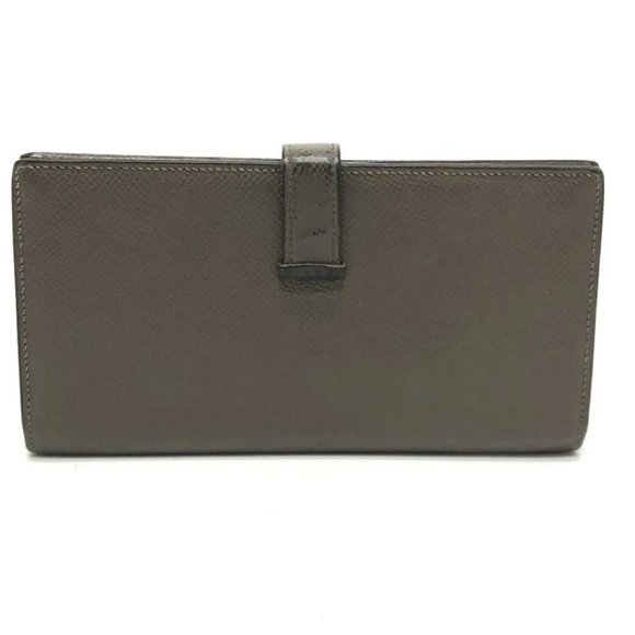 Auth HERMES HHardware Bearn Souffle Two fold Long Wallet Epsom Gray Based - Picture 3 of 15
